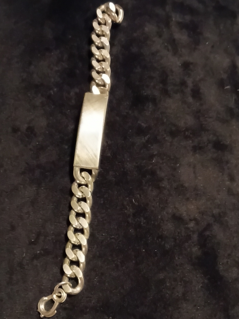 Vintage SWANK Men’s ID Bracelet Silver Tone  Curb Chain Retro